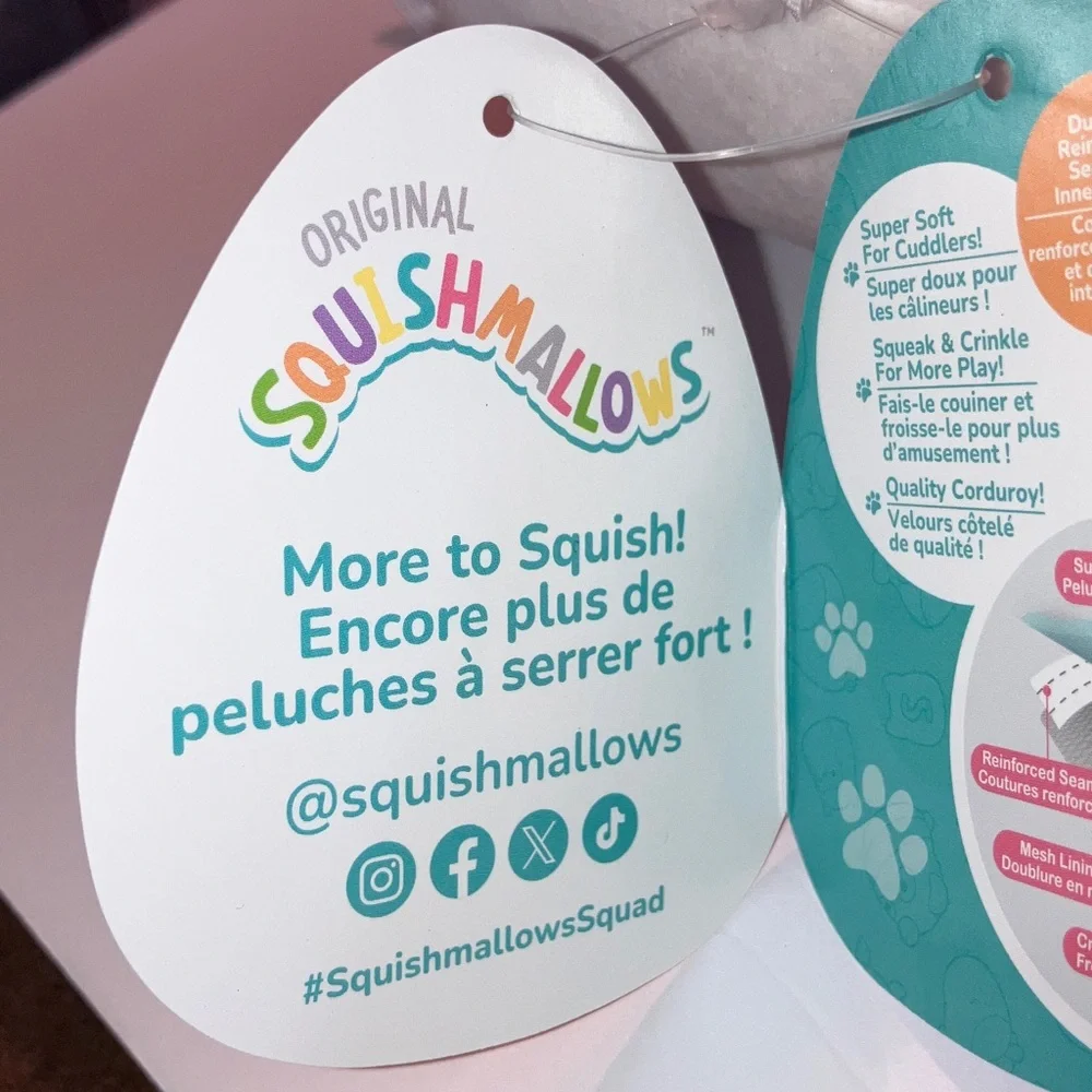 Squishmallows Raisy & Olexa 8” Squeak & Crinkle Dog Toy‎
